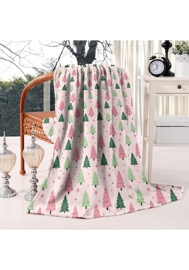 Noel Desenli 40x50 İnç Polar Battaniye, Yumuşak, Hafif Ve Kalın, Erkek, Kadın Ve Çocuk İçin Noel Ağacı Yıldızı