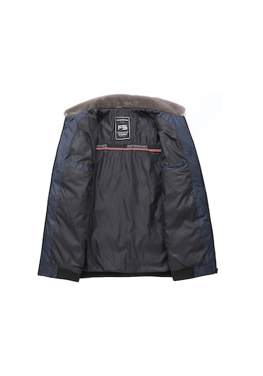 Sımıcg Erkek Yaka Kışlık Pamuk Ceket Mavi Koyu Mavi