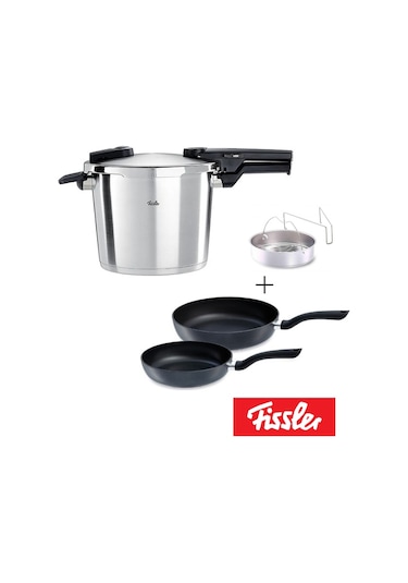 Fissler - Vitaquick Premium 6 Litre Düdüklü Tencere + Tava Set