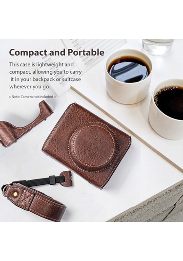 Gajeena Kamera Korumalı Çanta Pu Malzeme Manyetik Kilitli Detachable Askılı Kayışlı Canon G7x2/g7x3 Uyumlu Siyah