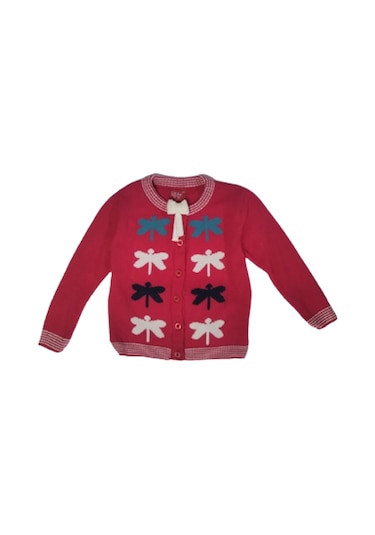 Kız Bebek İnce Ceket Triko Örgü Kırmızı Pamuklu 102 Kırmızı