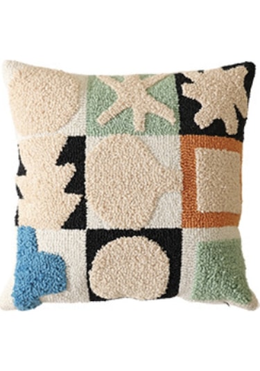 Snapbuy Minimalist Dokulu, Kanepe Yastık Kırlent Kılıfı, Ev, Ofis Veya Yatak Odası İçin Lüks Stil Krem - Turuncu - Yeşil