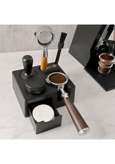 Moveevo Plawee Espresso Tamper Organizer: 58mm, 54mm, 51mm Portafilter Uyumlu Kahve Aleti Tutucu Siyah Abs Siyah