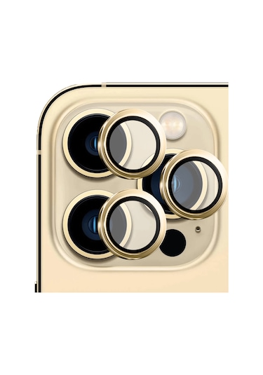 Safeus Safir Temperli Kamera Lens Koruyucu Apple Uyumlu iPhone 13 Pro Max Ve İle Altın