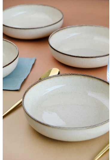 Kütahya Porselen Moderna Çukur Tabak Tarçın 20cm 6 Lı Diğer