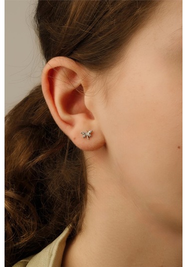 Minimal Yusufçuk Böceği Küpe Silver-2352