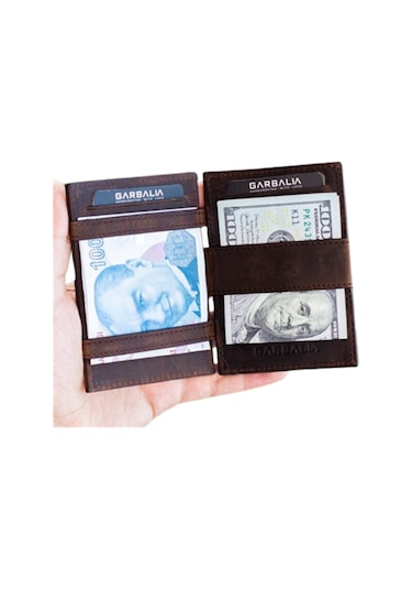 Garbalia Magic Hakiki Deri RFID Engelleyici Unisex-Kahverengi