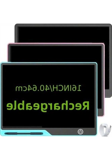 Trendooze 16 Inç Sunshine022 Usb Şarjlı Mavi Lcd Yazı Tableti C Tipi Dayanıklı Eğitim Hediyesi Mavi Mavi