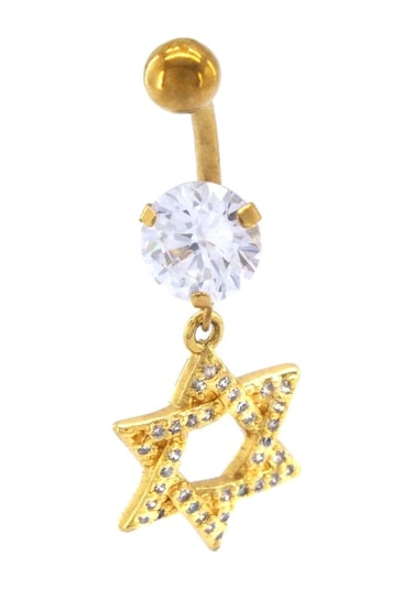 Ferizz Altın Kaplama Zirkon Taşlı Pentagram Piercing Prc-125 Altın
