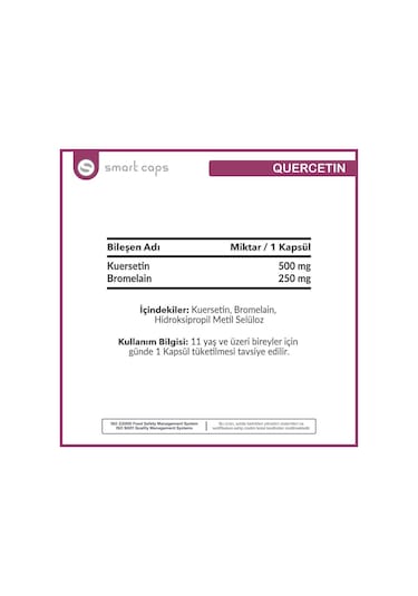 Smartcaps Quercetin 500 Mg 30   Kapsül