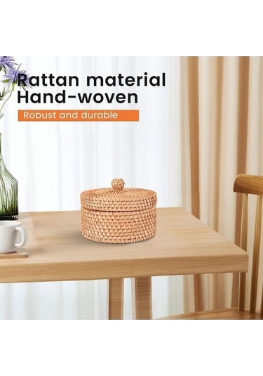 Bosphorusboutique02 El Dokuma Rattan Meyveli Kek Kutusu Şapka Kapaklı 14x8cm Rattan Hasır Diğer Diğer