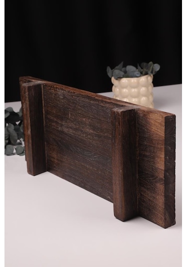 Bambum Pavlonya Classic Dark Ahşap Sunum Ve Servis Seti Dikdörtgen Servis Tabakları Ahşap