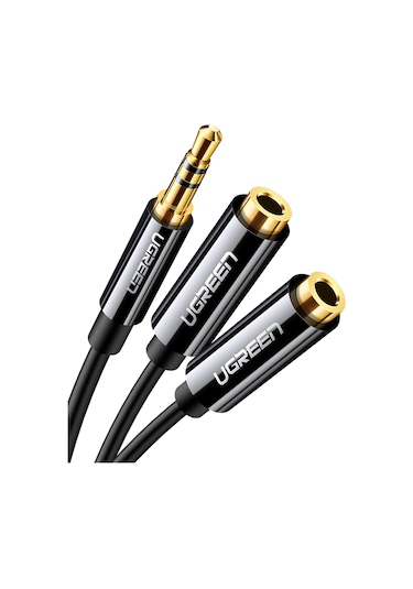 Ugreen 3.5mm 2'li Aux Kulaklık Çoklayıcı, Siyah, 20816