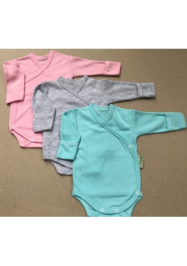 Özdemirlitekstil Bebelino Kız Bebek Çıtçıtlı Badi Kruvaze 3'Lü Paket Çok Renkli