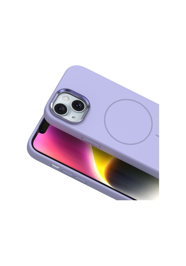 Kılıfist İphone Uyumlu 14 Kılıf M-safe Şarj Özellikli Metal Kamera Çerçeveli Klfs Edi Silikon Kap Koyu Gri