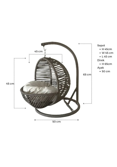 Reyo Pet Lüxperi Kedi Salıncağı & Kedi Yatağı & Kafesi 38x45x65 Cmantrasit