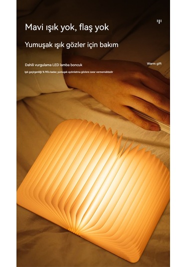 Led Şahşap Kitap Lambası Katlanıyor Sayfa Gece Lambası 1 Diğer
