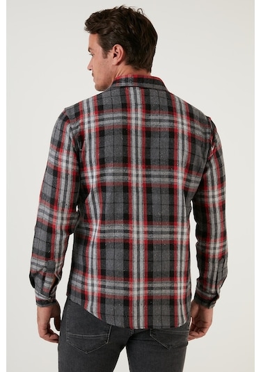 Buratti Ekoseli Uzun Kollu Slim Fit Kışlık Erkek Gömlek Cf21W112844 Gri