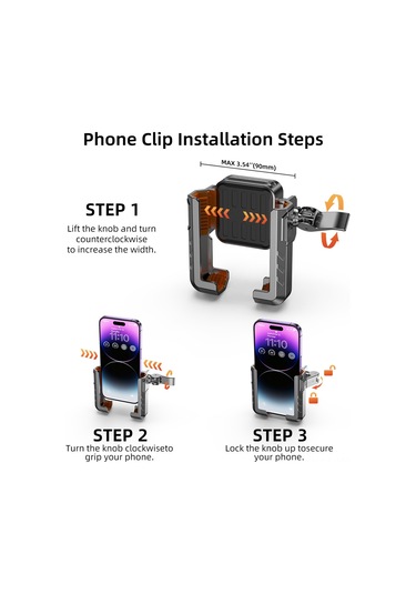 Geeksen Motorcycle, Elektrikli Araç Ve Bisiklet İçin Evrensel Uyumlu, Güvenli Sabitleme Ve Navigasyon Desteği Siyah-turuncu Silikonlu Yarı Kapaklı Telefon Tutucu