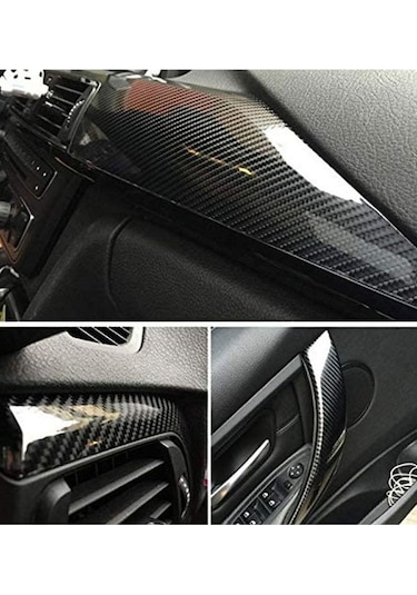 5d Karbon Fiber Folyo Ultra Parlak Hava Kanallı Araç Döşeme Kaplama Folyosu 30 Cm X 1 Metre
