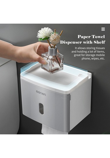 Suofeng Gri Modern Duşakabin Kağıt Dispenseri - Abs Malzeme, Seffaf Pencere, Yay Kilit Ve Zımba Sahnesi - Zımba İle Kolay Kurulum
