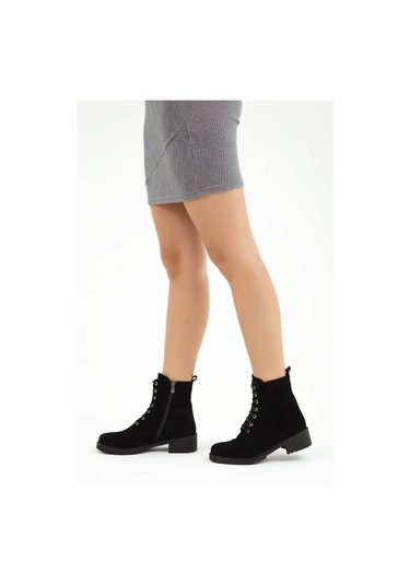 Tamer Tanca Kadın Hakiki Deri Siyah Casual Bot 33 Tnc1996 Bn Bot Sk22/23 Sıyah Yarma Siyah