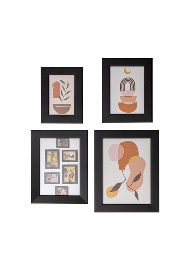 Dekoratif 4'lü Fotoğraf Çerçevesi - Siyah