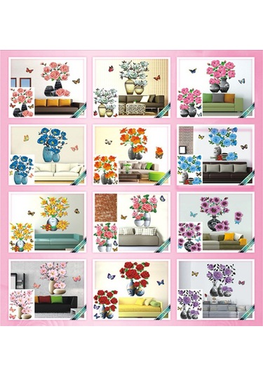 Yaozixa Yatak Odası Duvarı 3d Simülasyonlu Vazo,立体烫金 Dekoratif Duvar Sticker, Ev Dekoru Araçları, Kaliteli Materyal, Kullanımı Kolay, Konforlu Ev, Ticari Toplu Satış Diğer