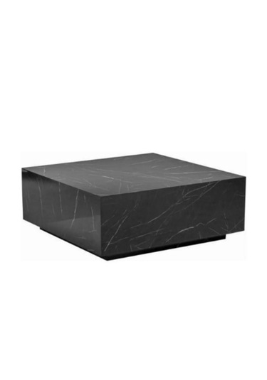 Most Lignum Mermer Görünümlü %100 Mdf Orta Sehpa 80x80 Cm Siyah