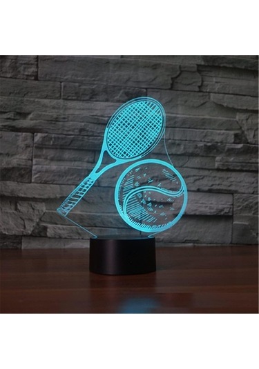 Goldenqian Çocuklar Için Gece Lambası 3d Tenis Led Lamba Uzaktan Kumandalı 16 Renk Değiştirme Noel Doğum Günü Hediyesi Çocuk Için O5x00l Siyah