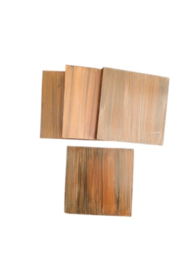 El Yapımı Eskitme Ahşap 4'lü Bardak Altlığı Seti Kahverengi