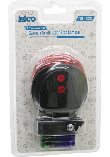 Güvenlik Şeritli Lazer Bisiklet Stop Lambası Pilli 7 Fonksi Çok Renkli