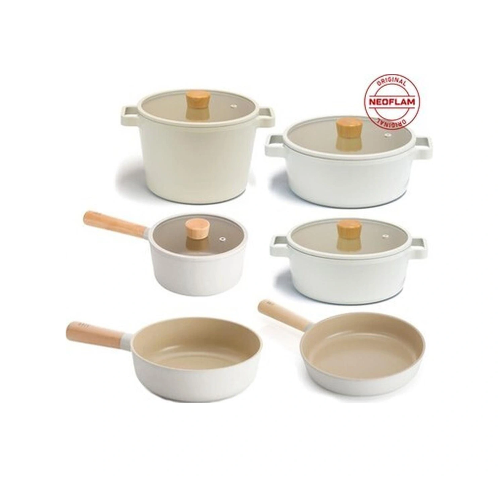 Neoflam Fika Alüminyum Döküm Cam Kapaklı 10 Parça Tencere & Tava Seti 18s22k22d24k24t26w Bakır - Siyah