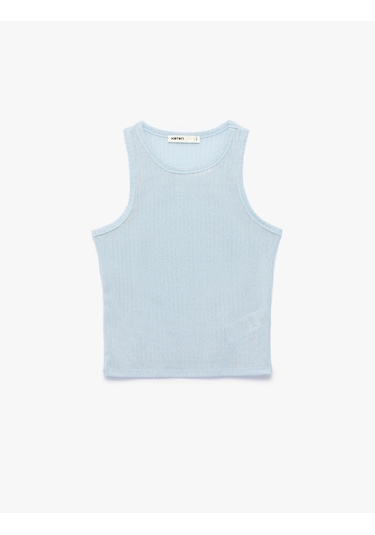 Koton Slim Fit Kolsuz Bisiklet Yaka Atlet A.mavi 6sak10304ek Açık Mavi