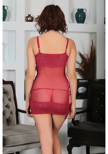 Zl Shoping Bordo Dantel Gecelik - 689 S-m Bordo