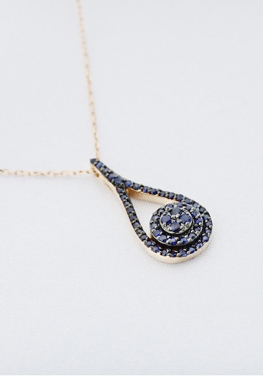 Safir Damla Tasarım Kolye Rose Gold