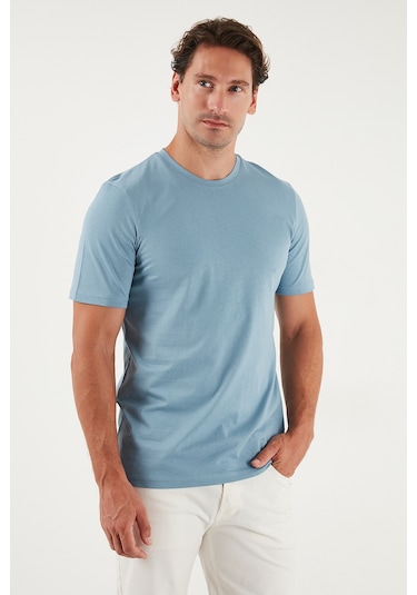 Buratti Pamuklu Regular Fit Bisiklet Yaka Erkek T Shirt 59020204 Mavi