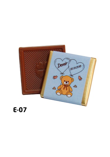 Melodi Çikolata İsme Özel Mavi Erkek Bebek Çikolatası 48 Adet 340 G