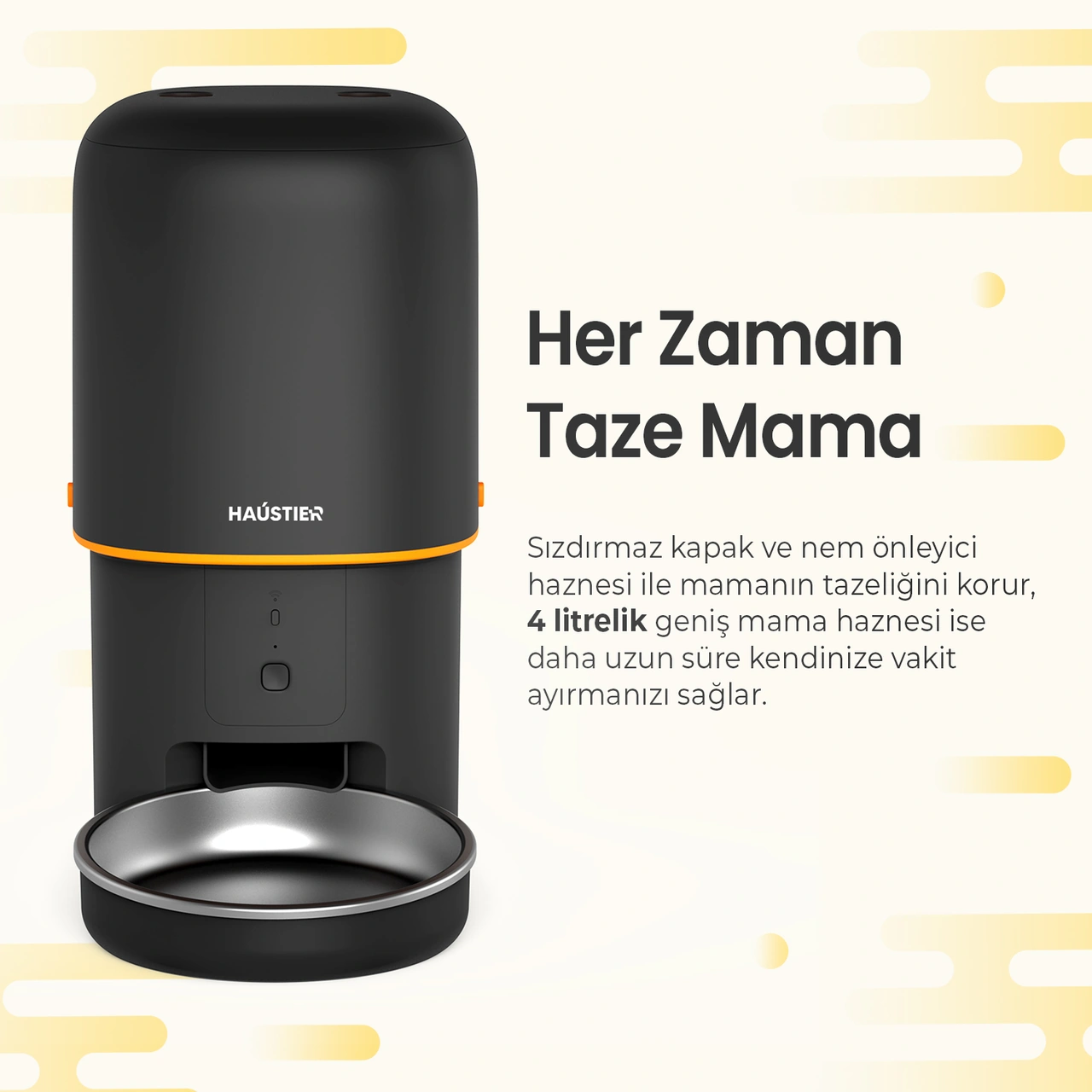 Haustier Pf02 Siyah Akıllı Kedi Köpek Otomatik Mama Kabı, App