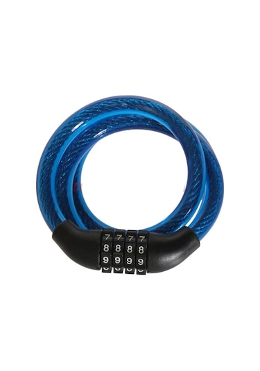 Bisiklet Şifreli Halat Kilit 12x80 CM Değişebilir 4 Haneli Şifre Mavi