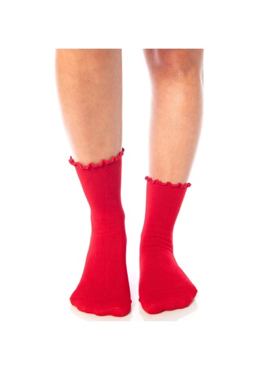 Bambu Kadın Lastiksiz Kırmızı Fırfırlı Soket Dikişsiz Çorap 3'lü Paket / İz Bırakmaz / Sıkmaz Çorap Renkli Bambu Kadın Lastiksiz Kırmızı Fırfırlı Soket Dikişsiz Çorap 3'lü Paket / İz Bırakmaz / Sıkmaz Çorap Renkli