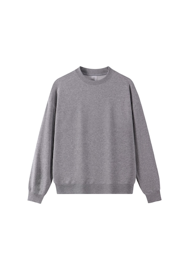 Edwardest Sonbahar Ve Kış İçin 435 Gr Kalınlığında Havlu Kumaştan Üretilmiş, Düz Yuvarlak Yakalı Sweatshirt Gri