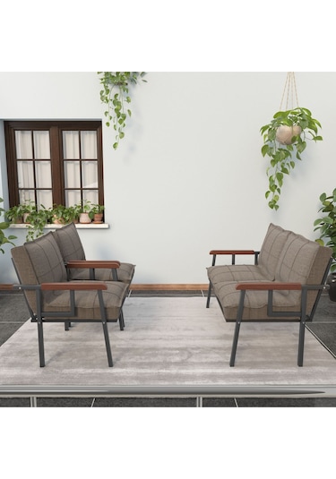 Mygusi Modern'' Metal Kanepe Koltuk Takımı - 2 1 1 Capucino