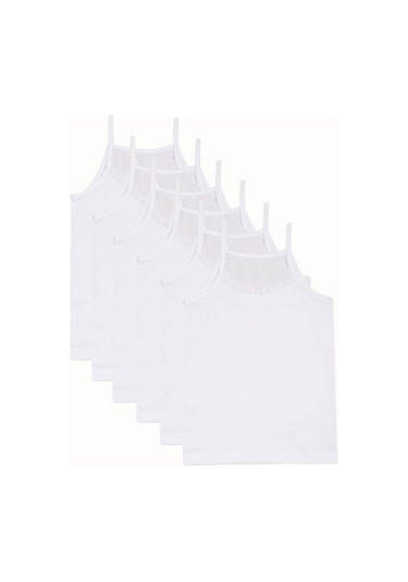 6lı Kız Çocuk İp Askılı Papatya Yaka Atlet Pamuklu Fanila