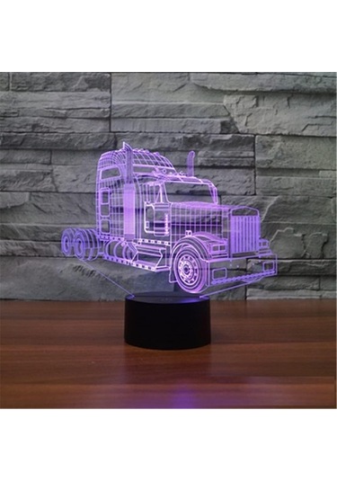 Szypzstore Çocuklar Için Gece Lambası 3d Kamyon Led Lamba Uzaktan Kumandalı 16 Renk Değiştirme Noel Doğum Günü Hediyesi Çocuk Için T2w2ze Siyah