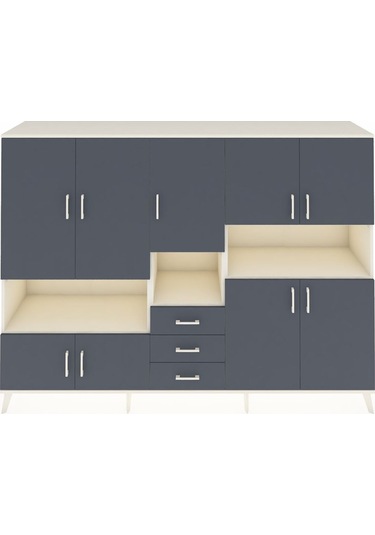 Hyperion Dolap 13 Raflı 3 Çekmeceli 9 Kapaklı 220x44x163 Aytaşı-a Aytaşı-antrasit