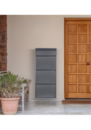 Kaser Metal 3'lü Ekstra Metal Ayakkabılık Antrasit