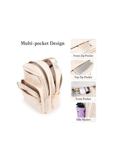 Çok Cepli Okul Sırt Çantası Genç Okul Çantası Sırt Pembe