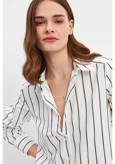 Stella Pulvis Siyah Çizgili Basic Gömlek Siyah