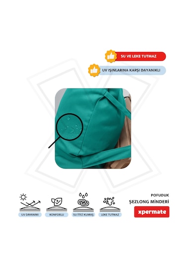Xpermate Pofuduk Şezlong Minderi 60x180x12cm Su İtici, Turkuaz